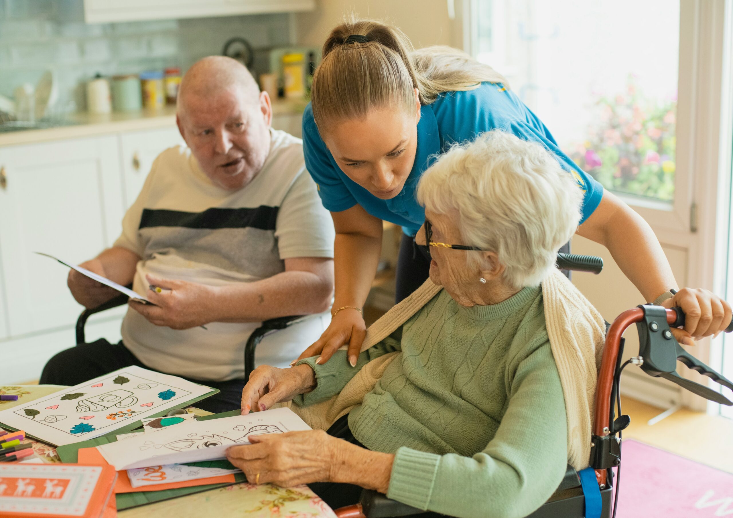 Caregiver assisting client