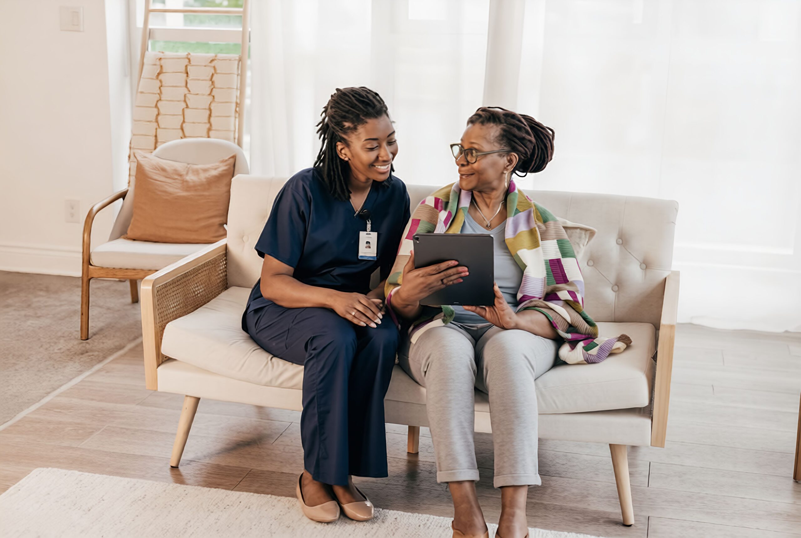 Caregiver with elderly client